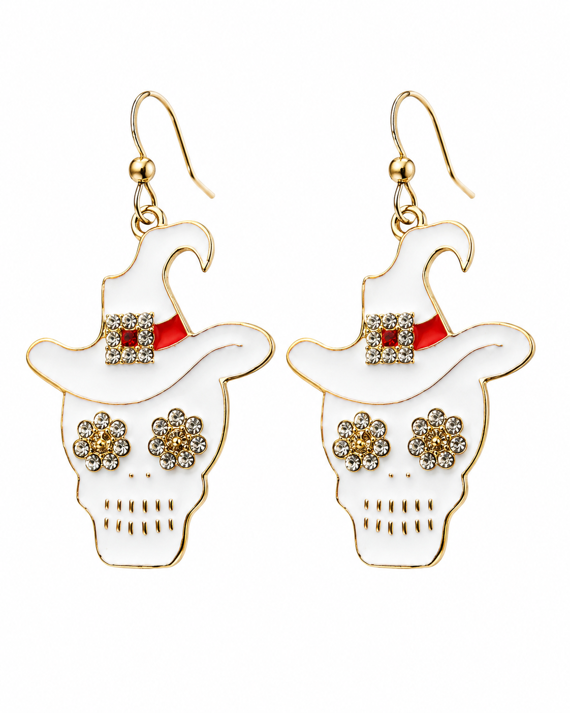 Skull Witch Hat Halloween Gothic Punk Earrings