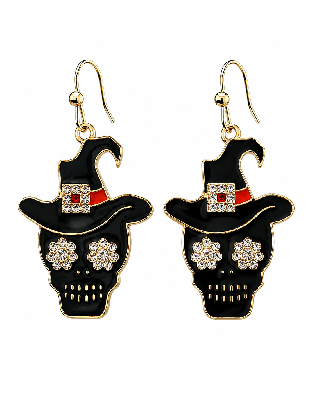 Skull Witch Hat Halloween Gothic Punk Earrings