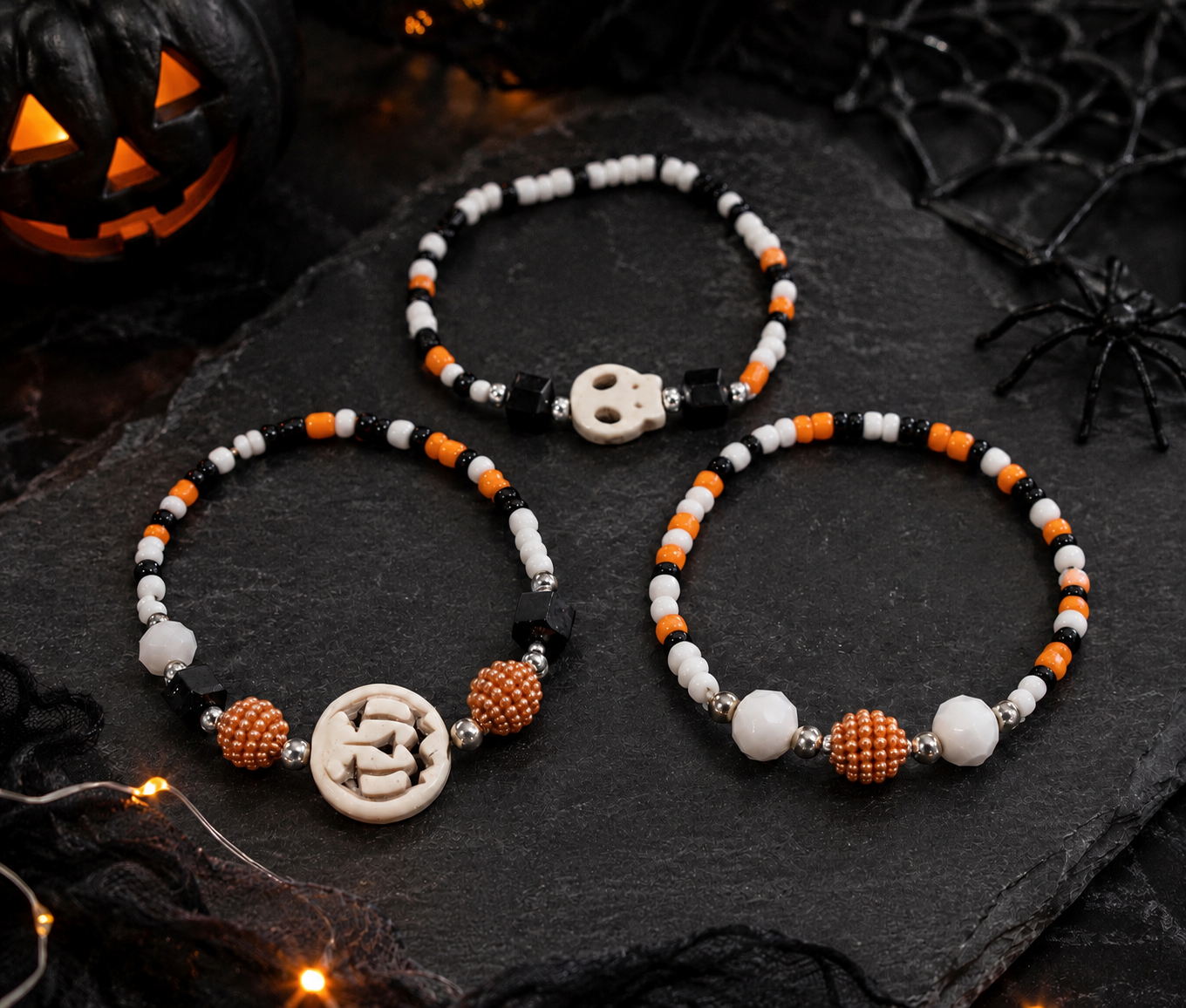 Halloween Beaded Stretchy Gothic Punk Bracelet