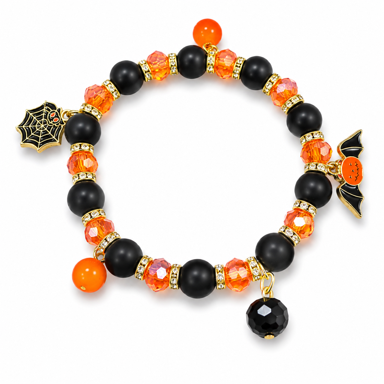 Halloween Bat Stacker Beaded Stretchy Band Bracelet