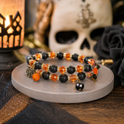 Halloween Bat Stacker Beaded Stretchy Band Bracelet