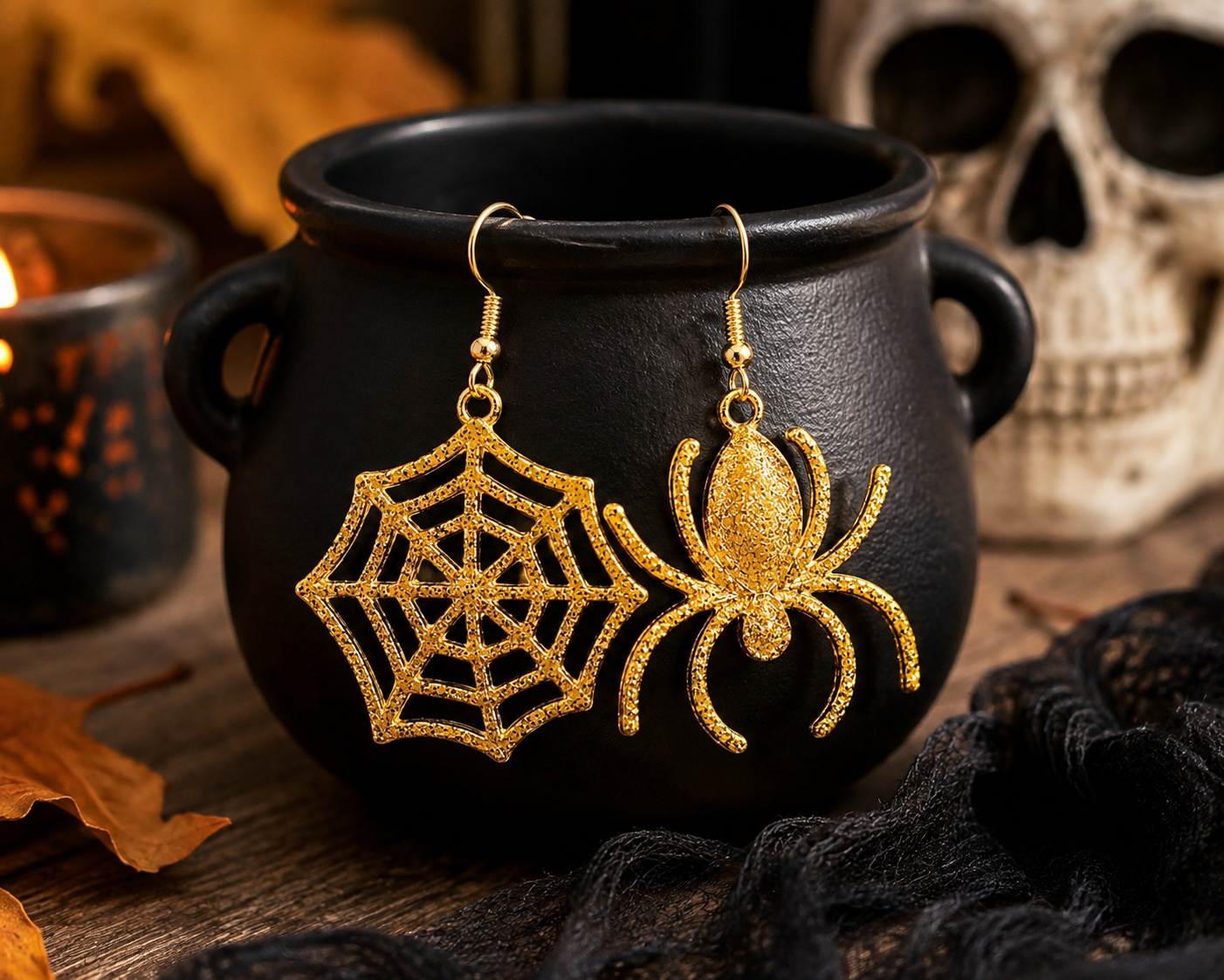 Spider Web Halloween Gothic Punk Earrings