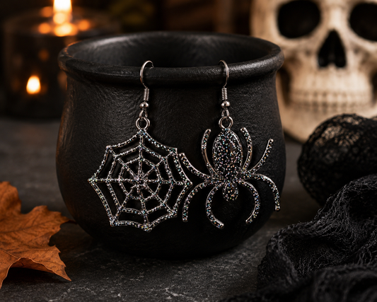 Spider Web Halloween Gothic Punk Earrings