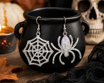 Spider Web Halloween Gothic Punk Earrings