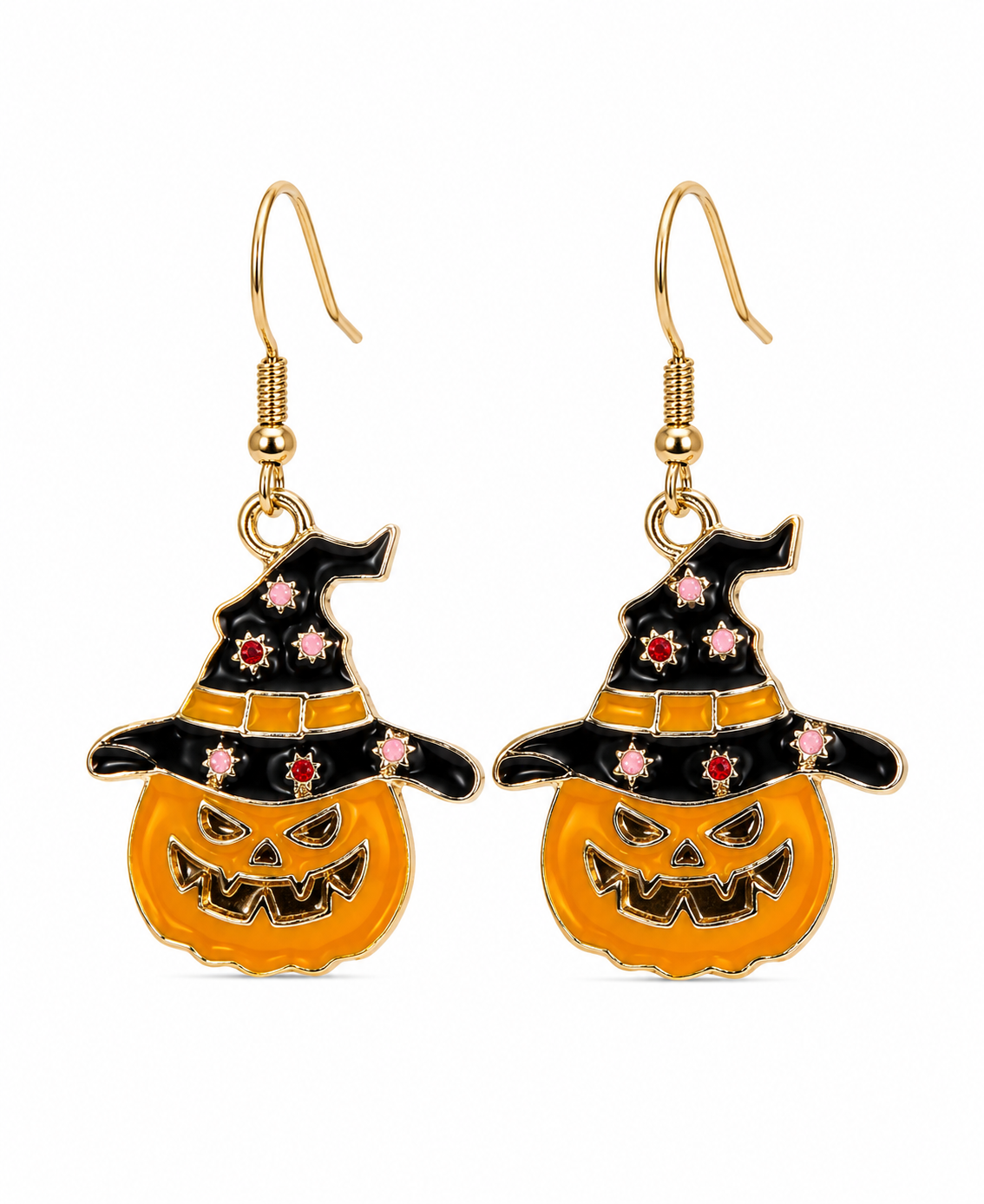 Cute Pumpkin Witch Hat Halloween Fall Earrings