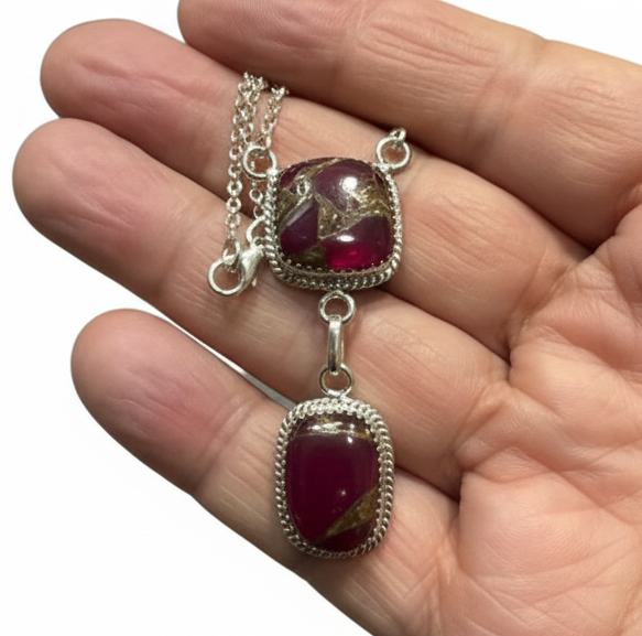 Rose Dahlia .925 Sterling Silver Lariat Necklace