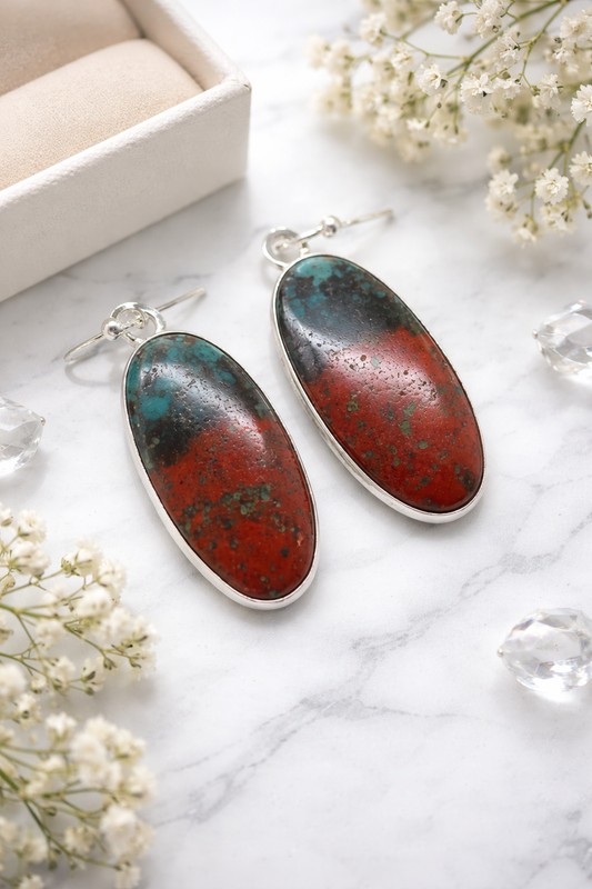 Sonora Sunrise Jasper .925 Solid Sterling Silver Dangle Earrings