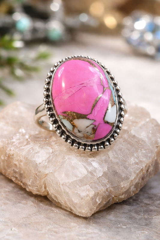 Size 11 Cotton Candy .925 Solid Sterling Silver Ring