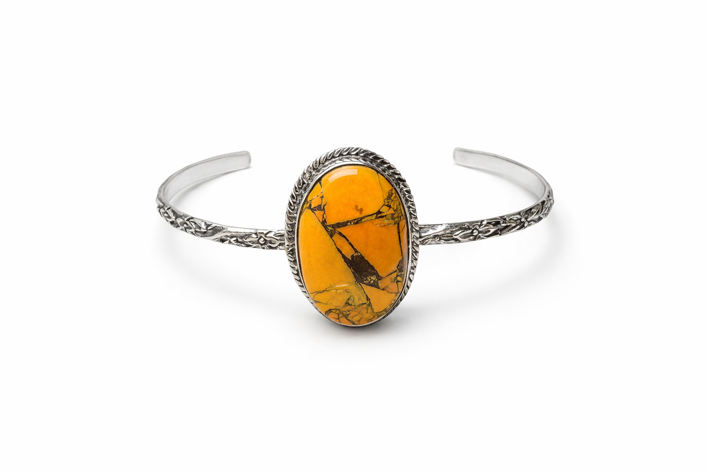 Bumble Bee Jasper .925 Solid Sterling Silver Cuff Bangle Bracelet