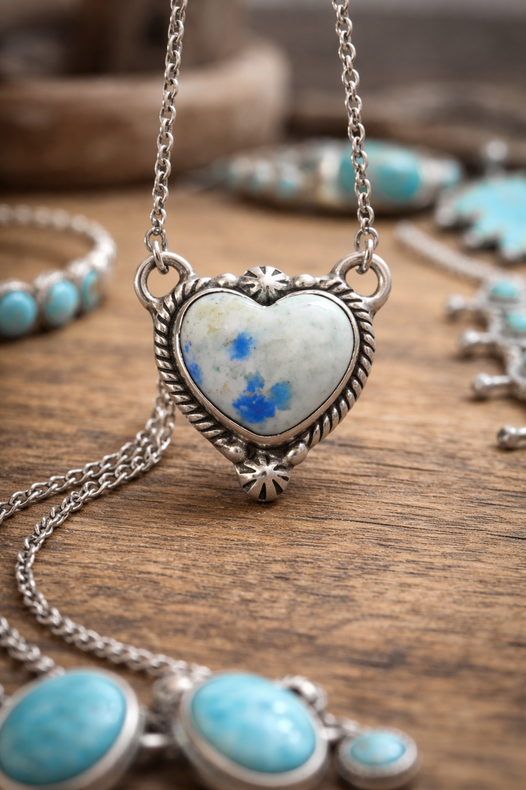 Sodalite .925 Sterling Silver Heart Necklace