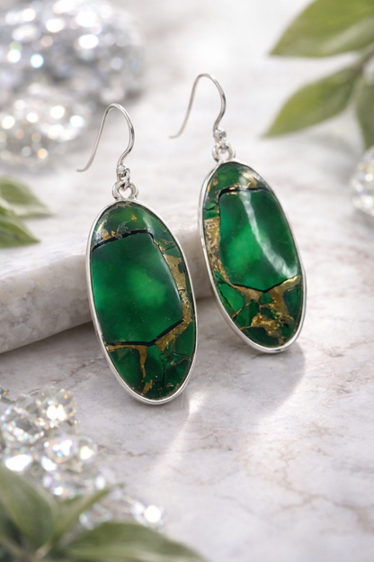 Irish Green Dahlia .925 Sterling Silver Earrings