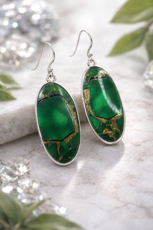 Irish Green Dahlia .925 Sterling Silver Earrings