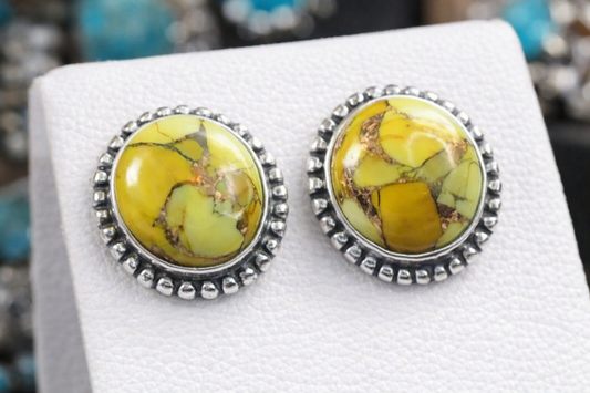 Honey Dahlia .925 Solid Sterling Silver Stud Earrings