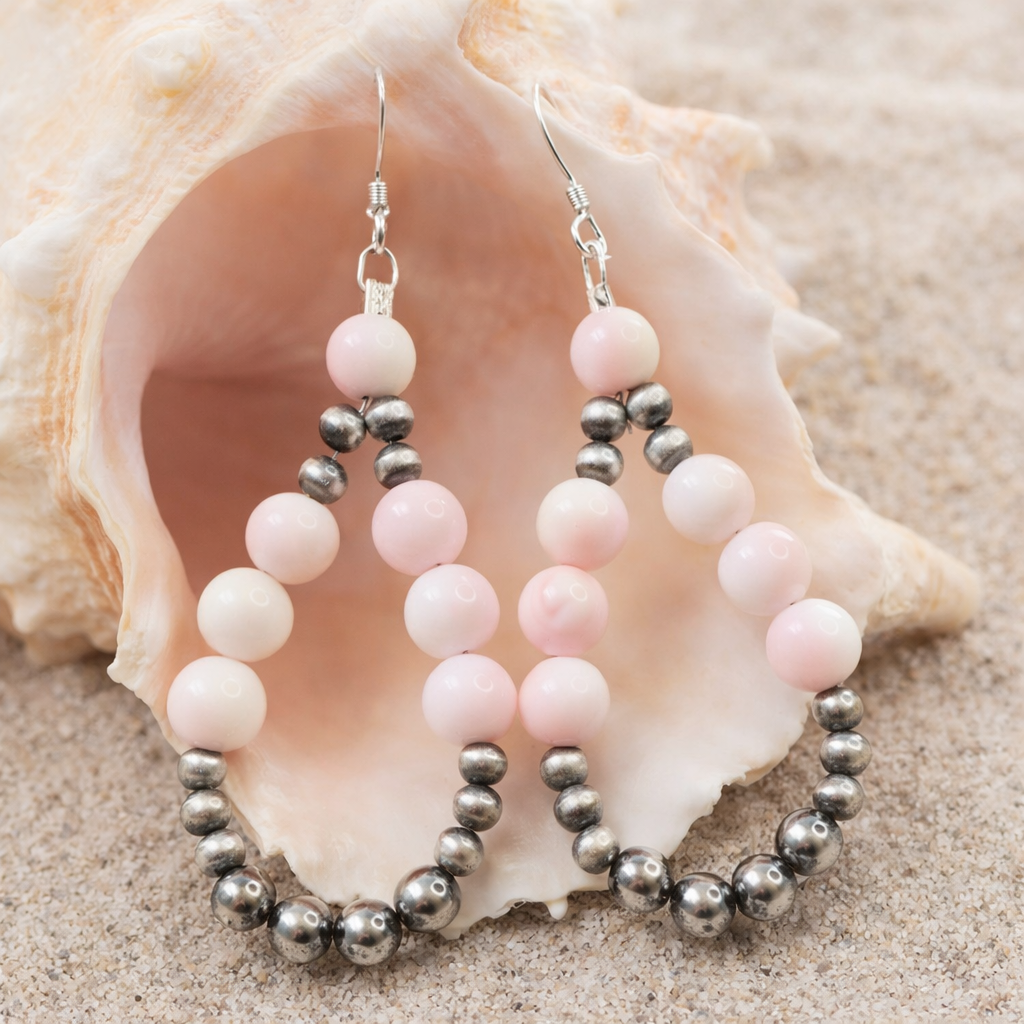 Pink Conch Shell .925 Sterling Silver Earrings