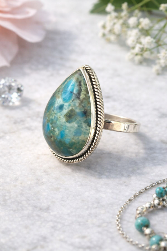 Size 10 Shattuckite 925 Solid Sterling Silver Ring