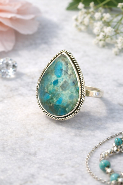 Size 10 Shattuckite 925 Solid Sterling Silver Ring