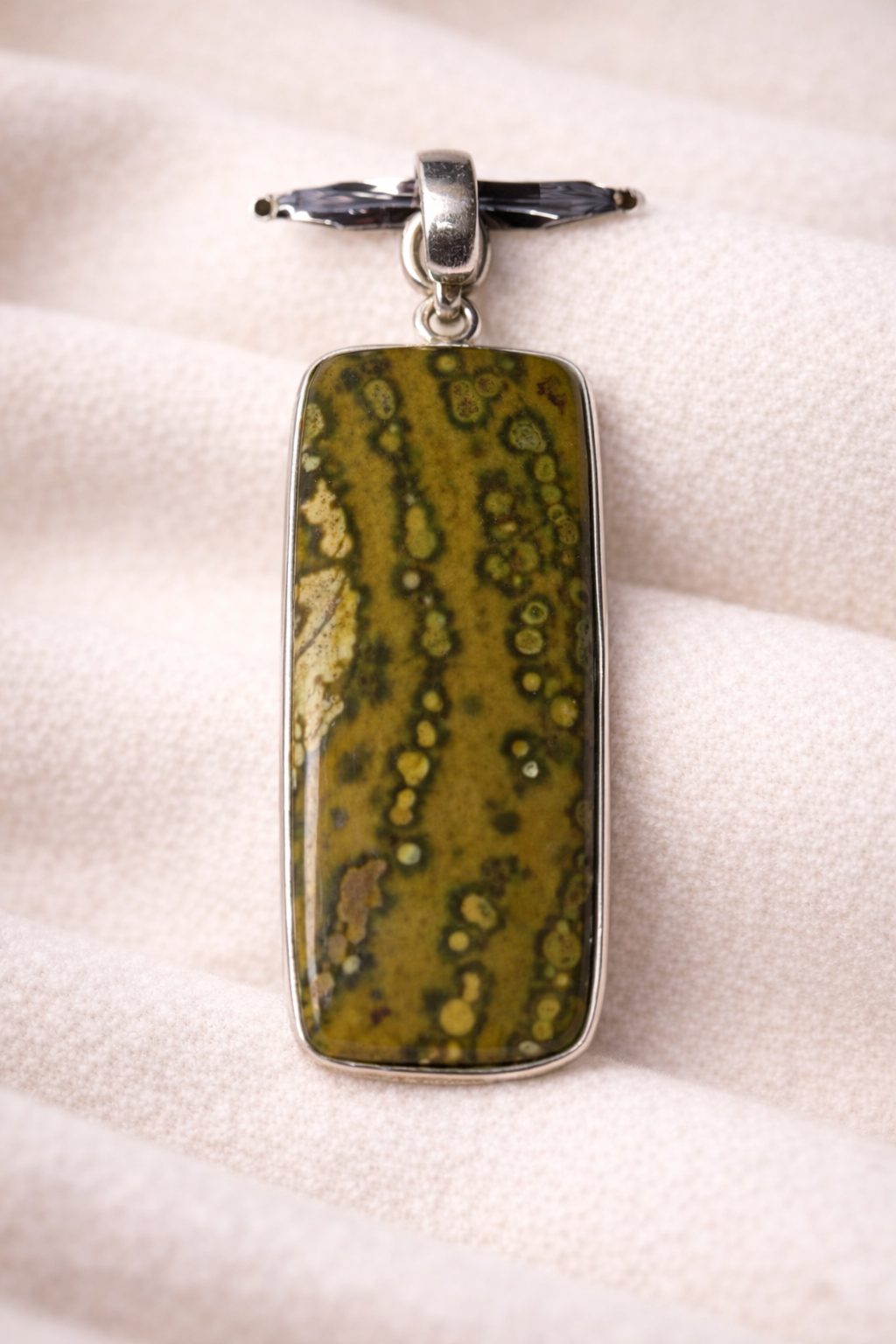 Ocean Jasper Natural Stone .925 solid Sterling Silver Pendant