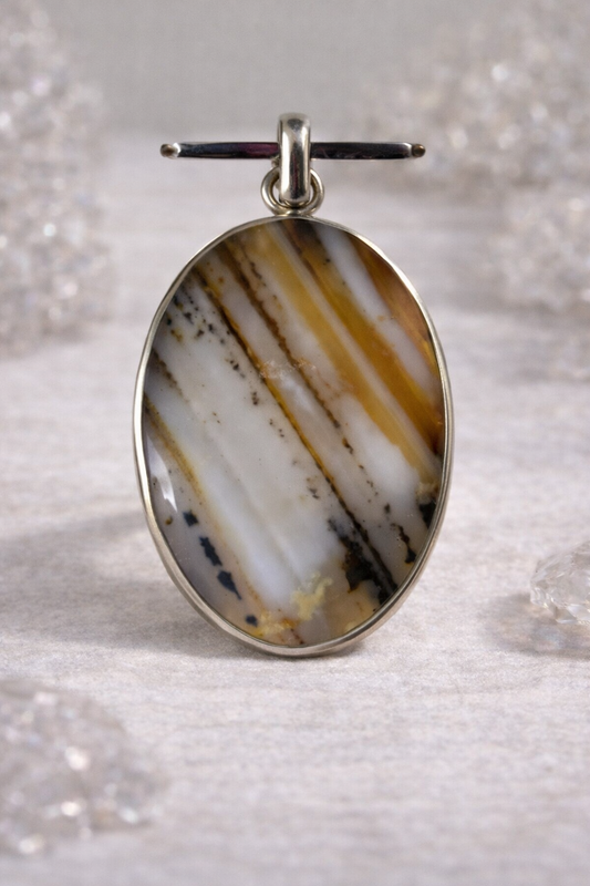 Banded Agate .925 Solid Sterling Silver Pendant