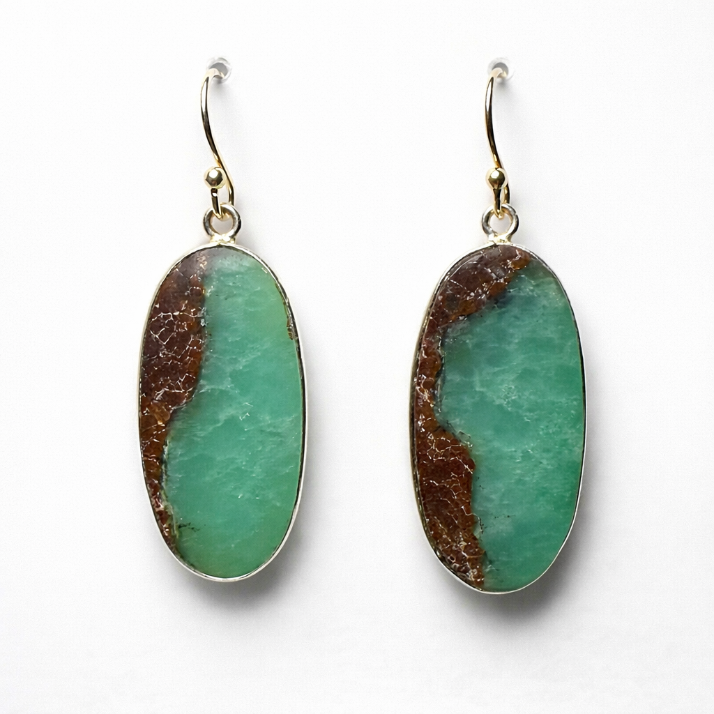 Chrysoprase .925 Solud Sterling Silver Earrings