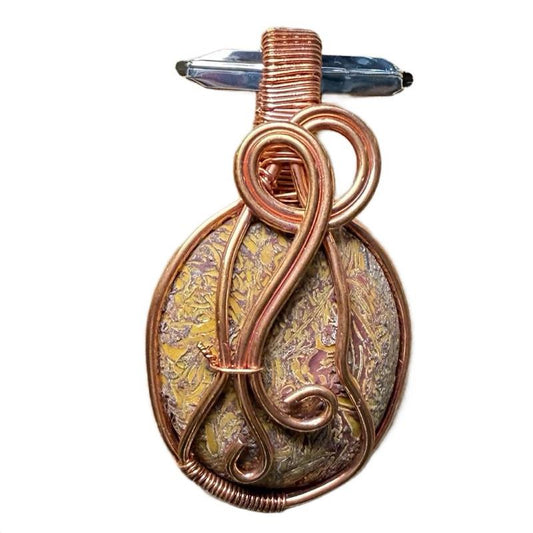 Copper Wire Wrap Miriam Stone Pendant