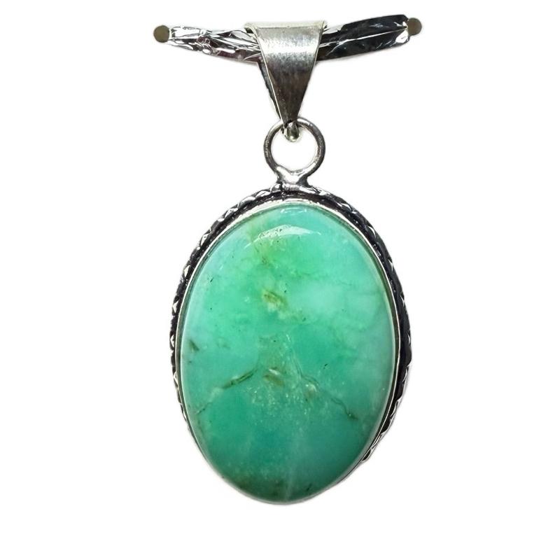 Chrysoprase .925 Sterling Silver Overlay Pendant
