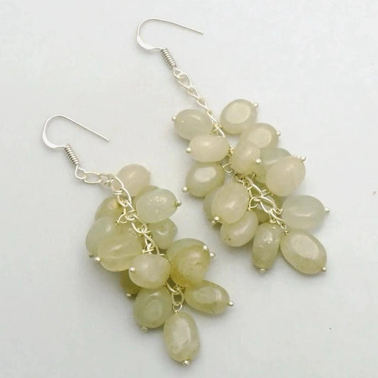 1.72" Prehnite .925 Sterling Silver Overlay Earrings