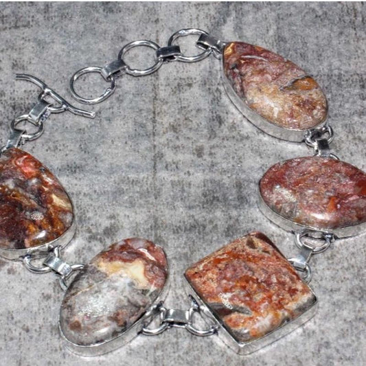 9" Mexican Laguna Lace Toggle .925 Silver Overlay Bracelet