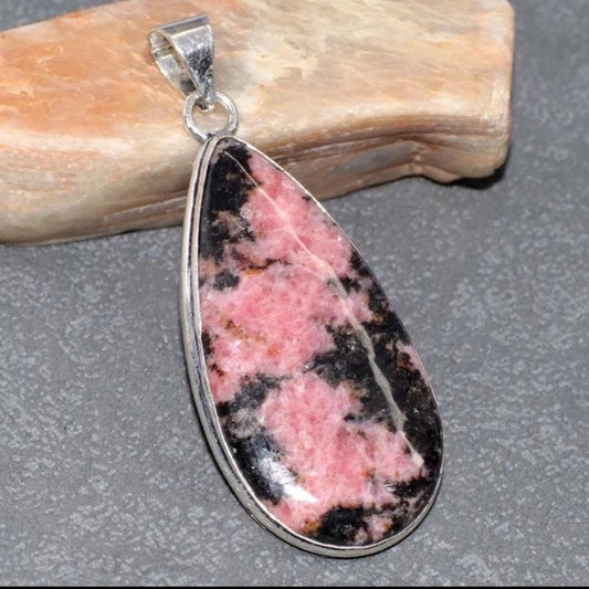 Rhodonite .925 Sterling Silver Overlay Pendants