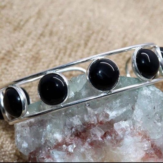 Black Onyx .925 Sterling SIlver Overlay Bracelet