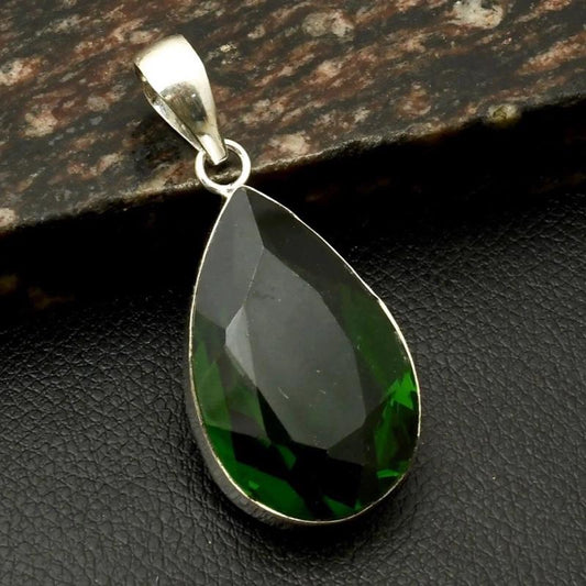 2.4" Peridot .925 Sterling Silver Overlay Pendant