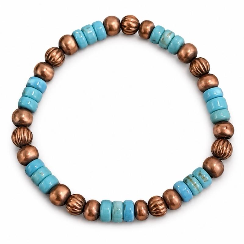 Kingman Turquoise Copper Stretchy Bracelet