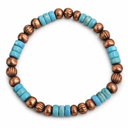 Kingman Turquoise Copper Stretchy Bracelet