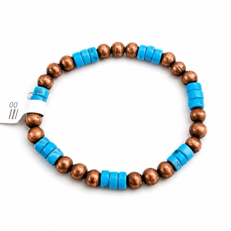 Kingman Turquoise Copper Stretchy Bracelet