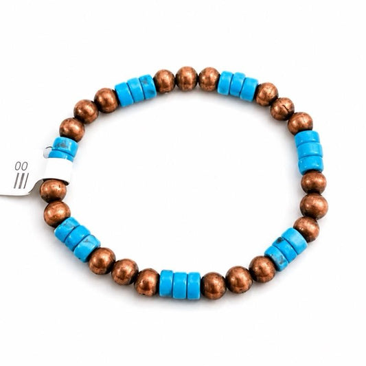 Kingman Turquoise Copper Stretchy Bracelet