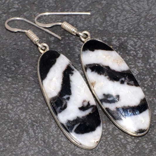 1.8" White Buffalo .925 Sterling Silver Overlay Earrings