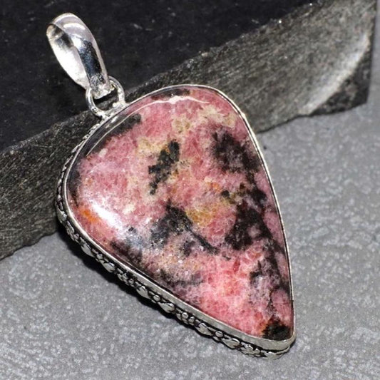 Rhodonite .925 Sterling Silver Overlay Pendants