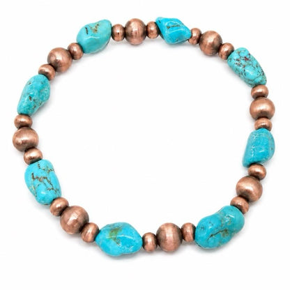 Hubei Cloud Turquoise Nugget Copper Stretchy Bracelet