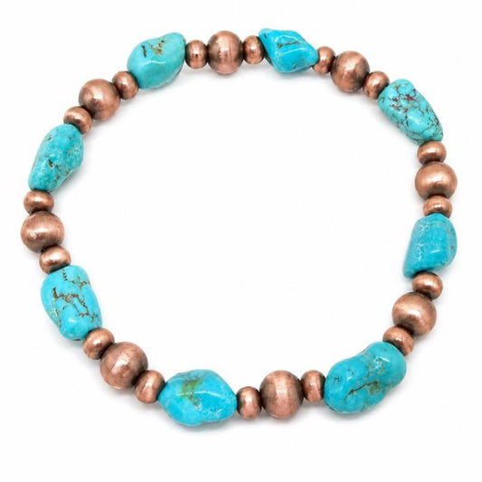 Hubei Cloud Turquoise Nugget Copper Stretchy Bracelet