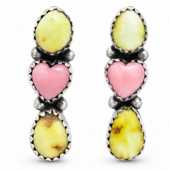 Palamino Turquoise Pink Conch Push Back Earrings