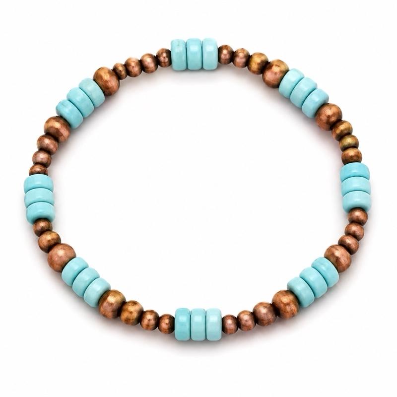 Kingman Turquoise Copper Stretchy Bracelet