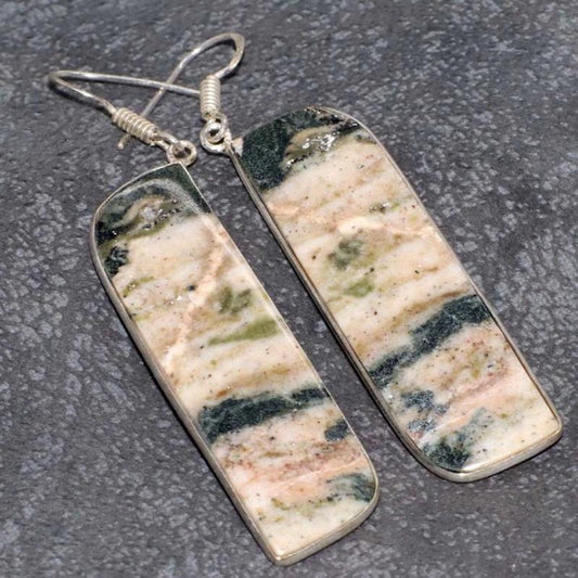 2.6" Imperial Jasper .925 Sterling Silver Overlay Earrings