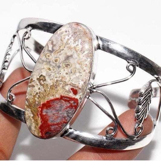 Mexican Laguna Lace Bangle Cuff .925 Sterling Silver Overlay Bracelet