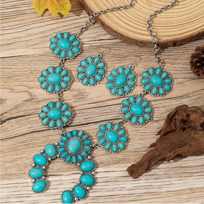 Western Country Cowgirl Southwestern Necklace Earring Jewelry Set