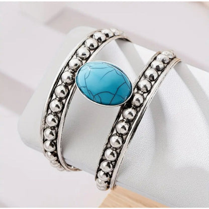 Western Country Cowgirl Southwestern Blue Turquoise Inlay Bracelet