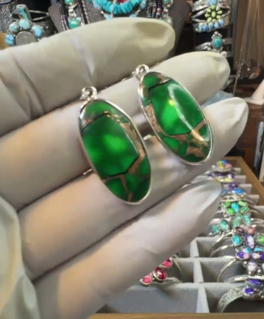 Irish Green Dahlia .925 Sterling Silver Earrings