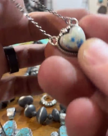 Sodalite .925 Sterling Silver Heart Necklace