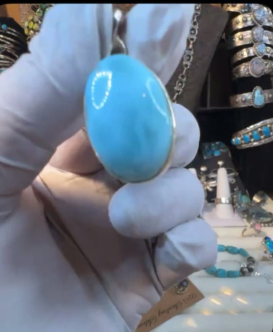 Larimar .925 Solid Sterling Silver Pendant