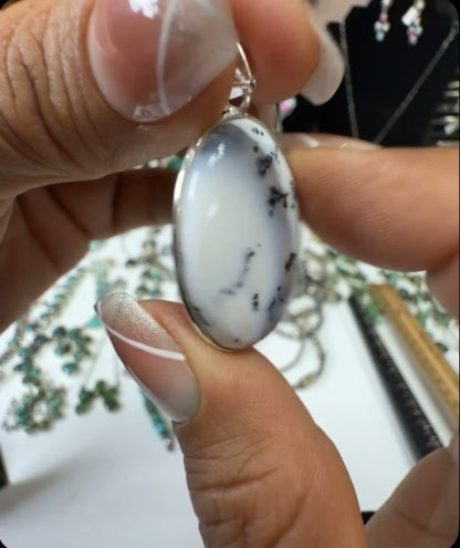 Dendritic Opal .925 Solid Sterling Silver Pendant
