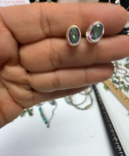Mystic Topaz .925 Solid Sterling Silver Stud Earrings