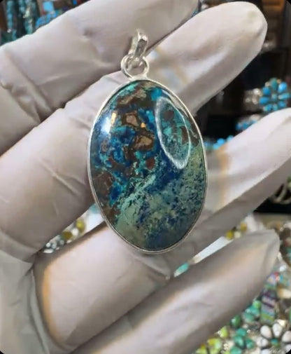 Shattuckite .925 Solid Sterling Silver Pendant